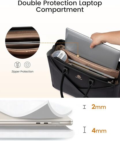 LoveVook Laptop Bag Bag للنساء مع حامل كوب كبير ، 15.6 بوصة بو حقيبة عمل حقيبة عمل معلم ، حقيبة مصحوبة للماء ، حقيبة يد حقيبة عمل على حقائب مكتب أعمال. in Saudi Arabia