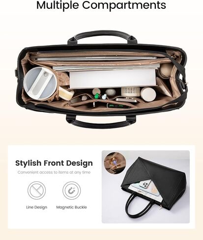 LoveVook Laptop Bag Bag للنساء مع حامل كوب كبير ، 15.6 بوصة بو حقيبة عمل حقيبة عمل معلم ، حقيبة مصحوبة للماء ، حقيبة يد حقيبة عمل على حقائب مكتب أعمال. in Saudi Arabia