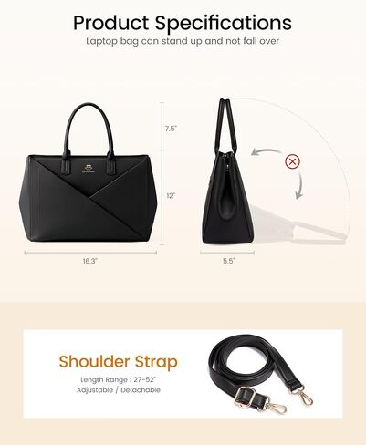 LoveVook Laptop Bag Bag للنساء مع حامل كوب كبير ، 15.6 بوصة بو حقيبة عمل حقيبة عمل معلم ، حقيبة مصحوبة للماء ، حقيبة يد حقيبة عمل على حقائب مكتب أعمال. in Saudi Arabia