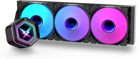 RUIX NC360 ARGB AIO CPU Liquid Cooler, 360mm High-Performance Water Cooling with High-Speed Ceramic Bearing Pump, 3X PWM ARGB Fans, Intel LGA 1851/1700/1200/115X/2011, AMD AM5/AM4 - Black in Saudi Arabia