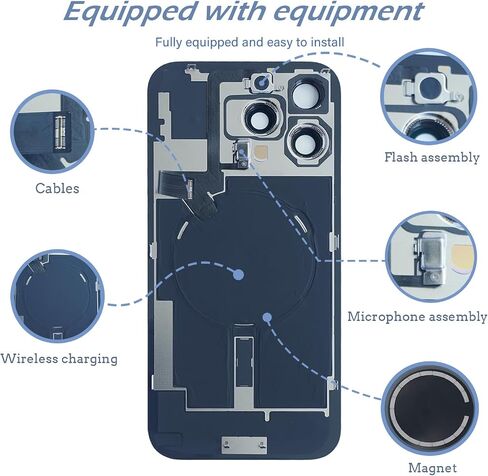 16 Pro Max Back Glass استبدال مع كابل Flex الشحن اللاسلكي وإطار الكاميرا جميع الأجزاء لـ iPhone 16 Pro Max (6.9 بوصة من التيتانيوم) استبدال الشريط المقاوم للماء المعدات in Kuwait