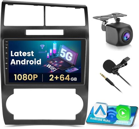 [2+64G] Hikity Android 15 Car Stereo for Dodge Charger/Magnum 2005 2006 2007 with Wireless Carplay Android Auto, 9" Touchscreen Car Radio Mirror Link GPS WiFi Bluetooth SWC Backup Cam FM Mic in Saudi Arabia