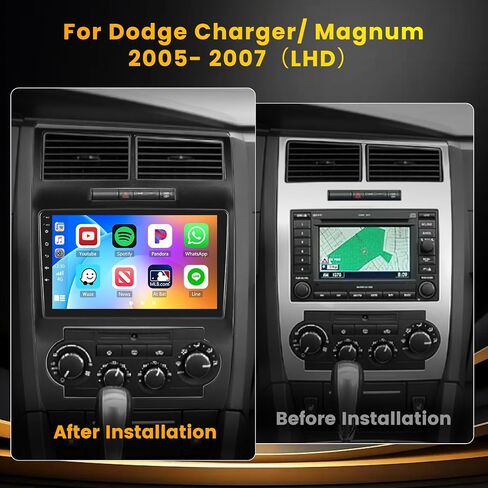 [2+64G] Hikity Android 15 Car Stereo for Dodge Charger/Magnum 2005 2006 2007 with Wireless Carplay Android Auto, 9" Touchscreen Car Radio Mirror Link GPS WiFi Bluetooth SWC Backup Cam FM Mic in Saudi Arabia