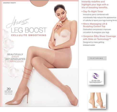 Hanes Women's Leg Boost Cellulite Smoothing Pantyhose Bb0001 in Saudi Arabia