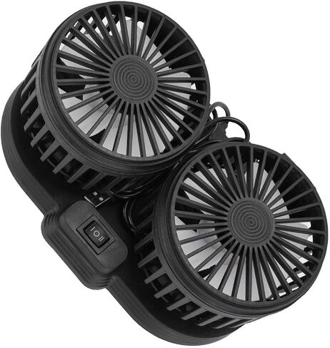 KIMISS USB CAR COR COWING FAN 2 SPEED QUALE 360 DERABLE DUTABLE DUAL DESK FAN SUV RV TRACK (Black) in Kuwait