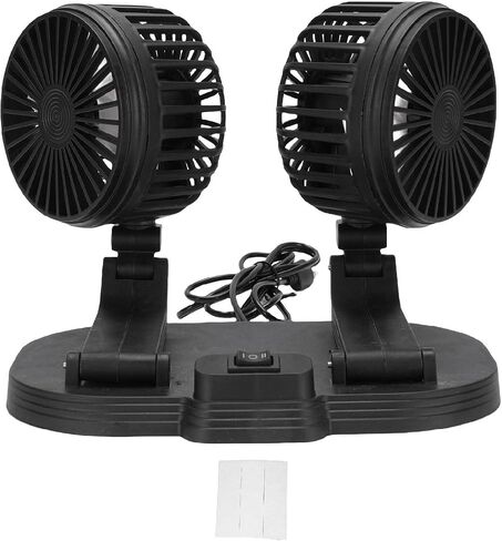 KIMISS USB CAR COR COWING FAN 2 SPEED QUALE 360 DERABLE DUTABLE DUAL DESK FAN SUV RV TRACK (Black) in Kuwait
