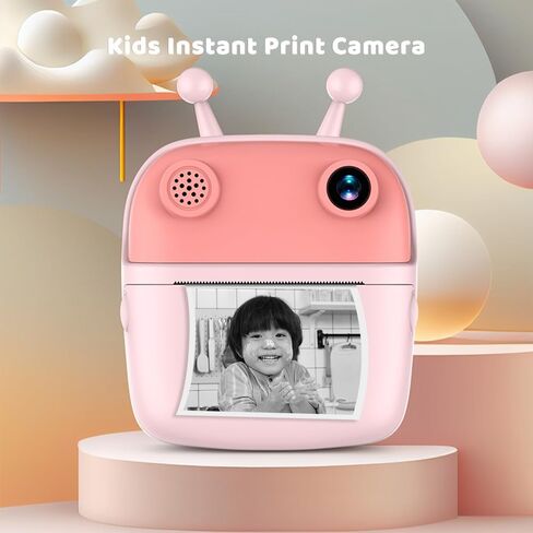 Kids Instant Print Camera Camera 1080p الكاميرا الرقمية العدسة المزدوجة 2.4 بوصة شاشة IPS مضمّنة في إطارات صور البطارية مع هدية عيد ميلاد ورق الطباعة الحرارية للأطفال in Kuwait