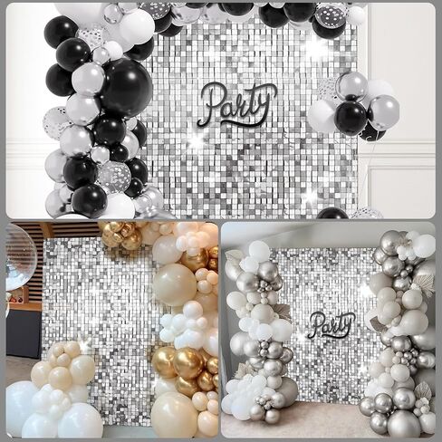 36 PCS Silver Shimmer Wall Backdrop لوحة - 6 × 6 قدم خلفية الجدار ، إسقاط الخلفية للزفاف ، عيد ميلاد ، الذكرى السنوية والمشاركة in Kuwait