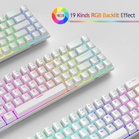 MageGee 60% Rapid Trigger Magnetic Switch Keyboard, Wired 68 Keys Hot Swappable Custom RGB Backlit Gaming Keyboard for Win/PC/MAC, White in Kuwait
