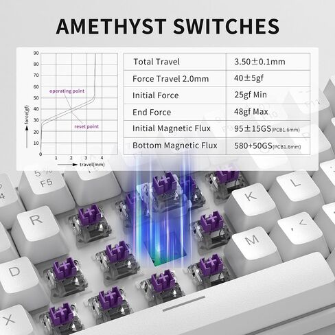 MageGee 60% Rapid Trigger Magnetic Switch Keyboard, Wired 68 Keys Hot Swappable Custom RGB Backlit Gaming Keyboard for Win/PC/MAC, White in Kuwait