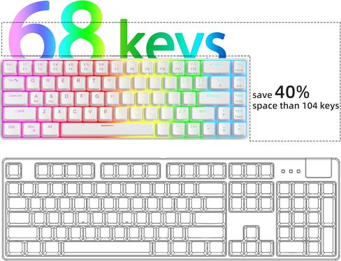 MageGee 60% Rapid Trigger Magnetic Switch Keyboard, Wired 68 Keys Hot Swappable Custom RGB Backlit Gaming Keyboard for Win/PC/MAC, White in Kuwait
