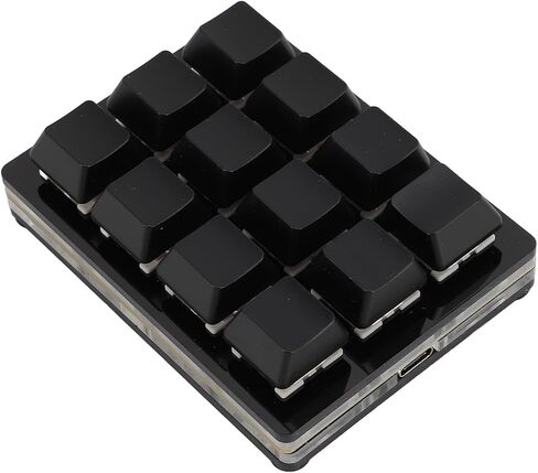 Luqeeg 12 Key Mechanical Gaming Keyboard, One Handed Programmable Mechanical Keyboard, RGB Multifunctional Mechanical Gaming Keypad Mini USB Wired RGB Red Switch Macro Keyboard (Black) in Saudi Arabia