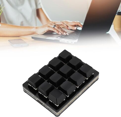 Luqeeg 12 Key Mechanical Gaming Keyboard, One Handed Programmable Mechanical Keyboard, RGB Multifunctional Mechanical Gaming Keypad Mini USB Wired RGB Red Switch Macro Keyboard (Black) in Saudi Arabia