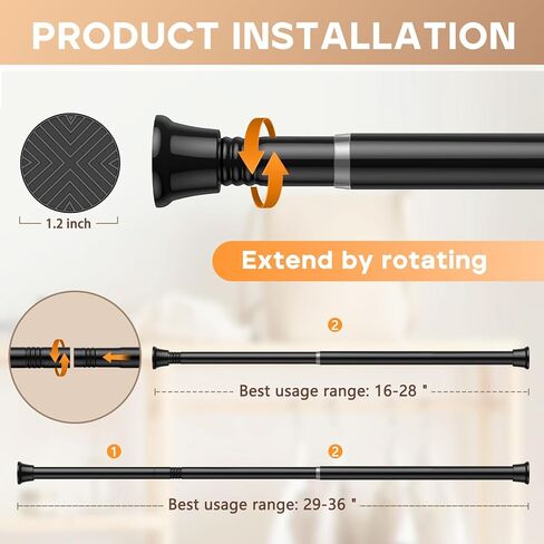 قطعتان من قضبان ستائر الربيع البيضاء للنوافذ من 23 إلى 46 بوصة، قضبان ستائر ضغط قابلة للتمديد قابلة للتعديل بدون حفر، قضيب شد صغير لمدخل غرفة النوم وخزانة باب المطبخ in Kuwait