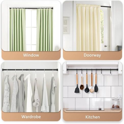 قطعتان من قضبان ستائر الربيع البيضاء للنوافذ من 23 إلى 46 بوصة، قضبان ستائر ضغط قابلة للتمديد قابلة للتعديل بدون حفر، قضيب شد صغير لمدخل غرفة النوم وخزانة باب المطبخ in Kuwait