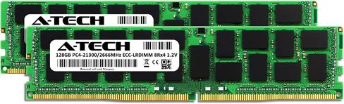 A-Tech 256GB (2x128GB) ذاكرة Dell PowerEdge R440 ، T440 ، R540 ، R640 ، T640 ، M640 ، FC640 ، R740 ، R740XD ، R940 ، C6420 | DDR4 2666MHZ ECC LRDIMM PC4-21300 8RX4 in Kuwait