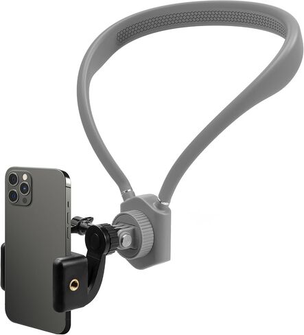 Neck Mount for Phones, Neck Cell Phone Holder POV/Vlog Selfie Mount Hand Free Phone Neck Holder Chest Stand Strap Video Recording for iPhone 16 15 14 13 12 Seires Android Phones (Black) in Kuwait