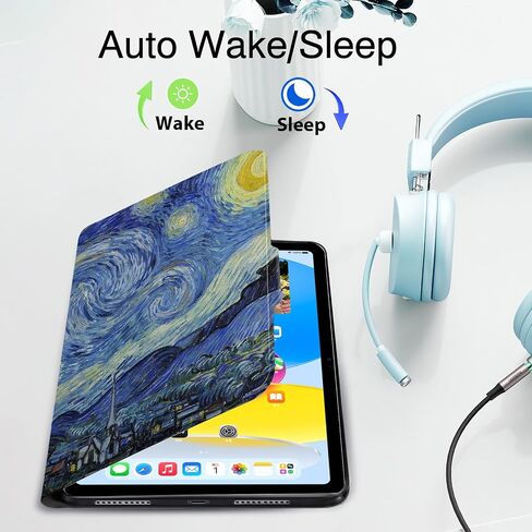 360 حالة دوارة لـ iPad (A16) الجيل الحادي عشر 11 بوصة 2025 الجيل العادي 1025 من الجيل 10.9 بوصة ، iPad 10 Gen 2022 (A2696 A2757) ، Auto Wake/Sleep ، Clasp Magnetic ، Starry Night in Saudi Arabia