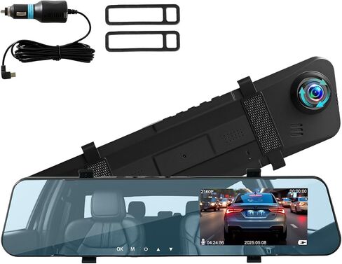 4K Mirror Dash Cam with Front Camera D30 Front Car Camera,Super Night Vision,170° Wide Angle, Anti-Glare Rearview Mirror Recorder, WDR, Parking Monitoring,Clip-On Installation for Cars/Trucks/SUV in Saudi Arabia