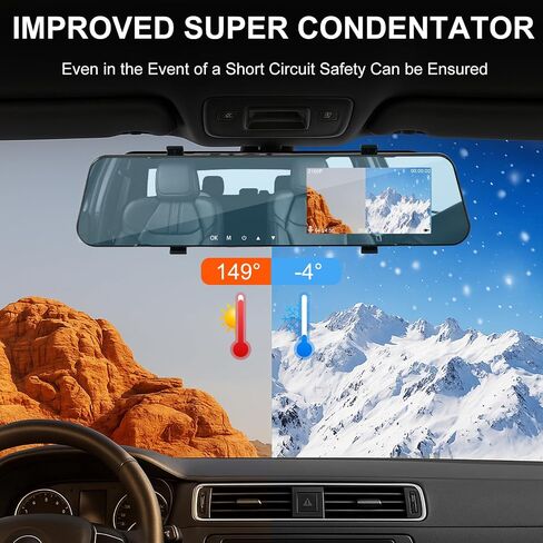 4K Mirror Dash Cam with Front Camera D30 Front Car Camera,Super Night Vision,170° Wide Angle, Anti-Glare Rearview Mirror Recorder, WDR, Parking Monitoring,Clip-On Installation for Cars/Trucks/SUV in Saudi Arabia