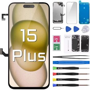 for iPhone 15 Plus Screen Replacement 6.7" LCD Display Digitizer with Front Speaker Waterproof Adhesive Sticker 3D Touch Full Assembly Repair Fix Tools Kit A3094 A2847 A3093 A3096
