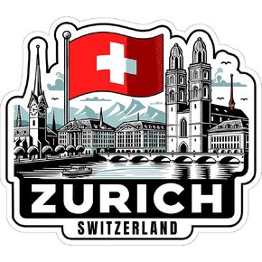 Zurich Switzerland Sticker 4 بوصة City Travel Hirving الوجهة - شرس فينيل مقاوم للماء للبهلوانات المحمولة لزجاجة ماء - ملصقات جمالية طويلة الأمد للبالغين ID44990