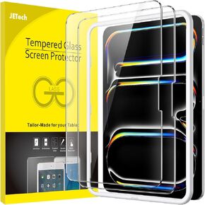 JETech Screen Protector for iPad Pro 11-Inch M4 (2024) with Easy Installation Frame, Tempered Glass Film, HD Clear, 2-Pack
