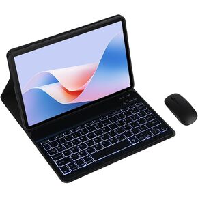 Magnetic Detachable Wireless Keyboard Case & Mouse Combo with Leather Cover for Samsung Galaxy Tab S5e 10.5-inch 2019 SM-T720/T725 Tablet Full Wrapped Protection Cover (Black,Backlight & Mouse)