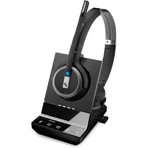 Sennheiser SDW 5066 (507024) - Double-Sided (Binaural) Wireless Dect Headset for Desk Phone Softphone/PC & Mobile Phone Connection Dual Microphone Ultra Noise Cancelling, Black (Renewed)