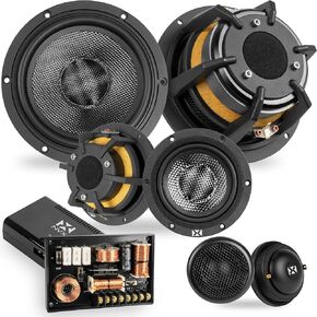 NVX® XQS653KIT 6.5" High-Performance Car Speakers, 700W Max, 350W RMS, 3-Way 6-1/2 inch Component System, 3-1/2 inch Midrange, 1-3/16" Silk Dome Neodymium Tweeters & Adjustable Passive X-Overs