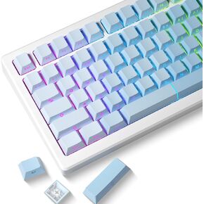 XVX Shine Through Gradient Keycaps Blue, Cherry Profile Side Printed Keycap Set, Double Shot PBT Keyboard Key Caps Compatible with Gateron Cherry MX Switches Mechanical Gaming Keyboards