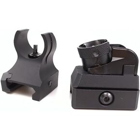 Tactical Low Iron Steel Front & Rear Sight Set Picatinny Diopter Metal Scope, Black