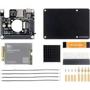Waveshare PCIe to 5G/4G/3G HAT Designed for Raspberry Pi 5, High-Speed Networking, Compatible with 3042/3052 Packages SIMCom/Quectel 5G Modules, Multi-OS Support, SIM8262A-M2 5G Module