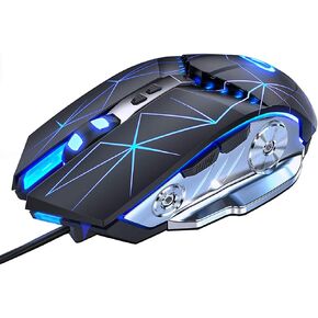 Gaming Mouse Wired USB External Mice RGB Multi Colour Silent RGB Mechanical Game Mouse with Light 3200 dpi 7 Buttons for Computer Desktop Laptop PC MAC