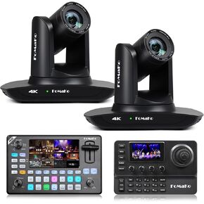 FoMaKo 4K PTZ Camera HDMI, AI Auto-Tracking, 20X Optical Zoom,KC602 Video Switcher,KC606 PTZ Controller,for Church Worship Education Conference Events(K20UHX2+KC602+KC606)