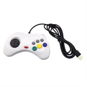 [Replacement] USB Wired Game Controller Gamepad for Joypad Joystick for Sega for Saturn for Style for PC ONLY RHUDIE(White)
