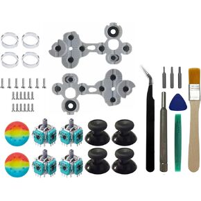 43 Pcs 3D Analog Joysticks Sensor Repair Kit for Xbox Series X/S Controllers, Include Conductive Rubber Replacement Thumbstick Hat Silicone Hat Covers with Screwdriver Parts
