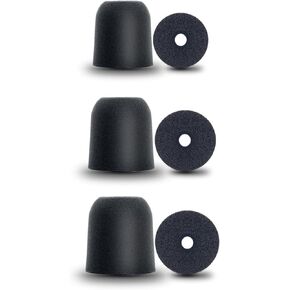Klowcok Memory Foam Replacement Ear Tips for Walker's Rope Hearing Enhancer, Razor X/XV3.0 Hearing Protection Earbuds, Noise Isolation (3 Pairs, Assorted -S/M/L, Black)