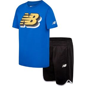 New Balance Boys' Active Shorts Set - 2 Piece Performance T-Shirt and Gym Shorts (4-12), Size 8, Royal in Kuwait