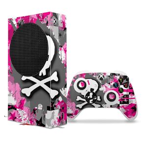 WraptorSkinz Skin Wrap compatible with the 2020 XBOX Series S Console and Controller Girly Pink Bow Skull (XBOX NOT INCLUDED)