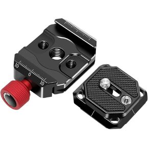 Quick Release Clamp with Arca Swiss Style Plate, Camera Mount Adapter with 1/4" & 3/8" Screw Thread for Tripod Head Monohead Gimbals Stabilizers