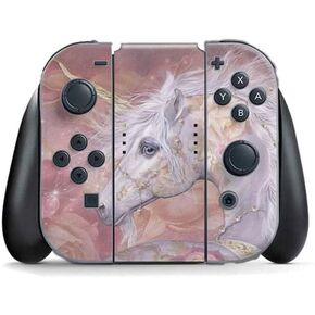 Skinit Decal Gaming Skin Compatible with Nintendo Switch Joy Con Controller - Officially Licensed Tate and Co. Licorne Florale Rose Unicorn Design