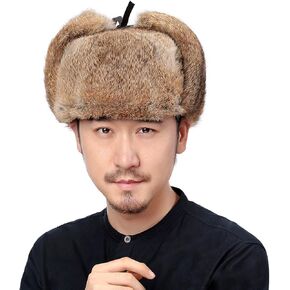 قبعة Valpeak الرجالية من فرو الثعلب وفرو Ushanka الروسي وقبعات Earflap Trapper للشتاء in Kuwait