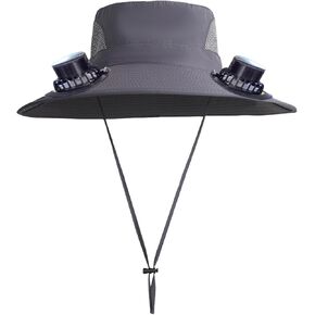 Outdoor Wide Brim Sun Hats with 2 Solar Fan Breathable Bucket Hats Fishing Hats 2025 Solar Powered Fan Hat for Men Women