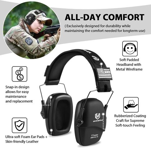 Ear Protection Safety Earmuffs, Passive Noise Reduction Earcups, Compact and Lightweight Foldable Ear Protector in Kuwait
