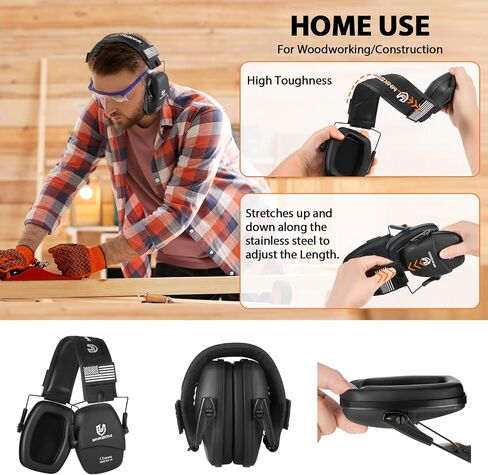 Ear Protection Safety Earmuffs, Passive Noise Reduction Earcups, Compact and Lightweight Foldable Ear Protector in Kuwait