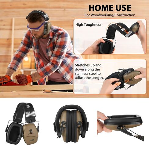 Ear Protection Safety Earmuffs, Passive Noise Reduction Earcups, Compact and Lightweight Foldable Ear Protector in Kuwait