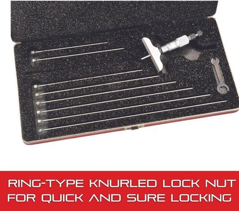 Starrett Micrometer Depth Gage with Ring-Type Knurled Lock Nut, Combination Ratchet and Speeder - Quick and Easy Adjustment, 0-9" Range, 001" Graduations - 440Z-9L in Saudi Arabia