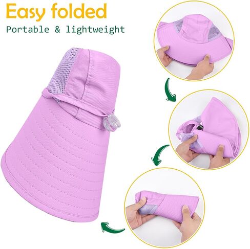 Kids Sun Hat UPF50+ Summer Beach Play Sun Protection Hats with Neck Flap for Ages 5~14 Girls Boys in Saudi Arabia