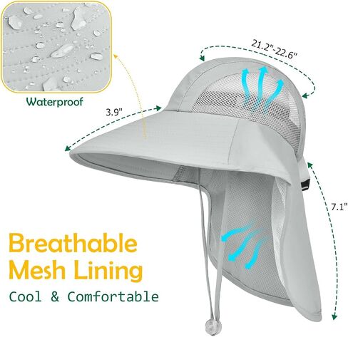 Kids Sun Hat UPF50+ Summer Beach Play Sun Protection Hats with Neck Flap for Ages 5~14 Girls Boys in Saudi Arabia